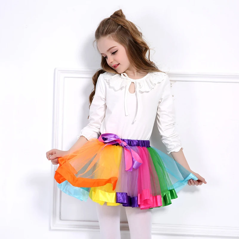 Baby Girl Skirt Short Rainbow Colorful Dance Tutu Skirt For Girl