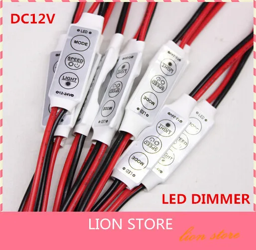 

5pcs/lot 12V Mini 3 Keys Single Color LED Controller Brightness Dimmer for led 3528 5050 strip light Free shipping