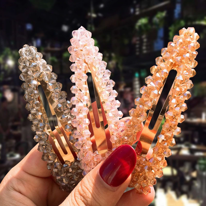 

1PCS Korea Rhinestone Snap Hair Clips Crystal Hairpins Geometric Rectangle Hair Styling Tools Accessories 2019 New Hairgrips