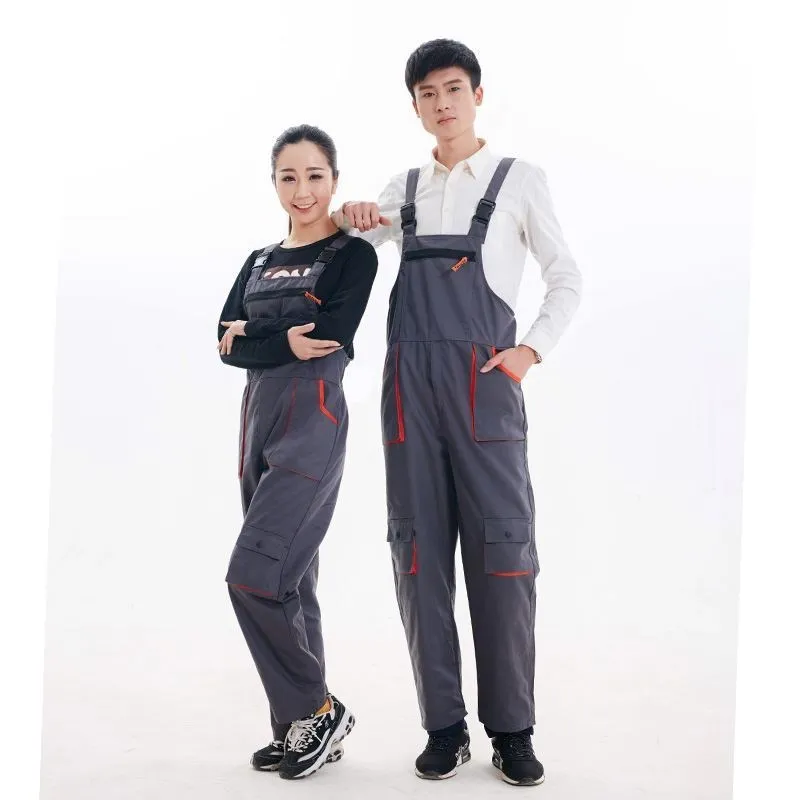 Men Women Bib Overalls Work Clothing Protective Coverall Repairman Strap Jumpsuits Working Uniforms Sleeveless Coveralls 4color