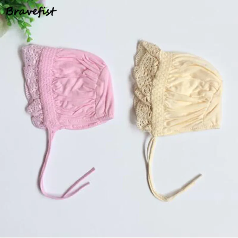 

Korean Spring Cap Summer Sweet Princess 100% Cotton Newborn Baby Girls Hat Lace-up Kids Flower Lace Floral Cap Hair Accessory