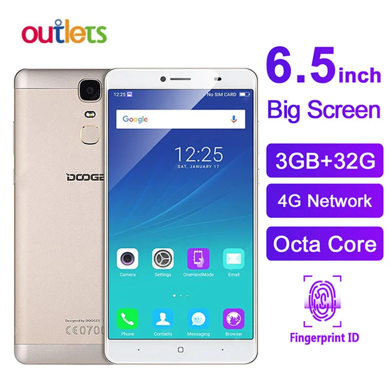 Doogee Y6 max 6 5 дюймов FHD Экран Octa Core MTK6750 Android 0 1 ГГц 4300 мАч 3 ГБ + 32 Встроенная память 13.0MP