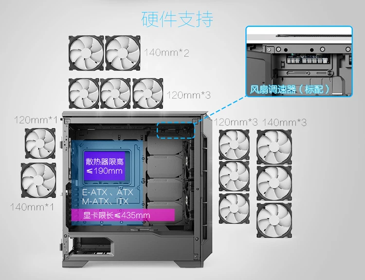 PHANTEKS P600 активное шумоподавление вода холодный звук компьютерное шасси(вертикальный GPU/двойная система/скорость/3x вентилятор