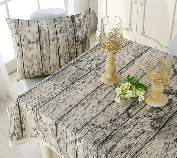 Wood Grain Dust Proof Tablecloth Blending Table Spread Tea Table Cloth