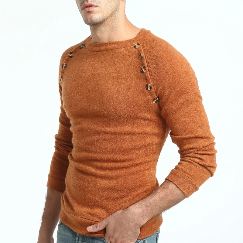Мужской свитер, пуловер,, мужской бренд, повседневный тонкий свитер, мужской свитер с пуговицами, сплошной цвет, водолазка, мужской свитер