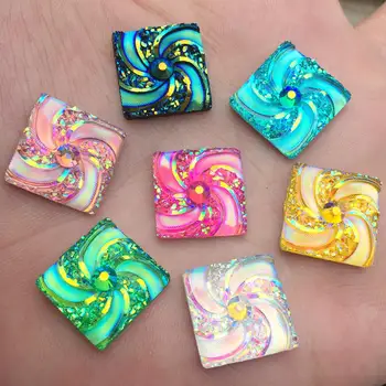 

100pcs/lot Square Resin AB 16mm Rhinestone Stick Accessories Stones and Crystals For Dress Garment Artworks Bling Diy -E97*5