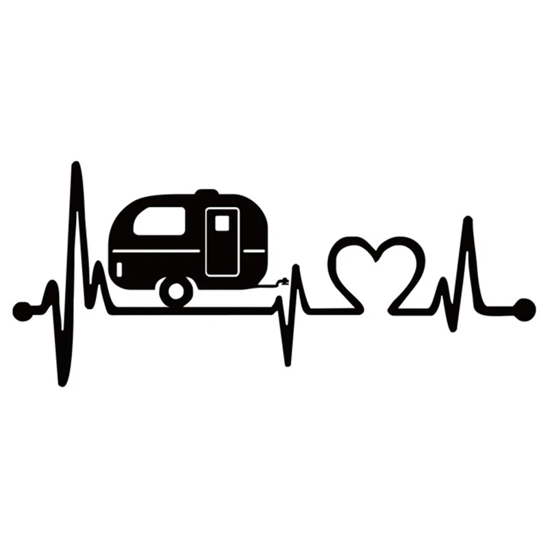 Наклейки на окна 20,3*8,9 см Camper путешествия Hiker Camper наклейки с сердечным ритмом и наклейки виниловые окна Стайлинг забавные наклейки на окна