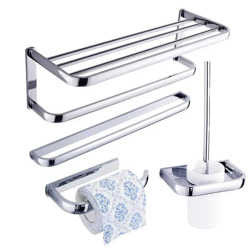 

Chrome Plating Brushed Thicker Bathroom accessories Bath Hardware Towel Shelf Towel Bar Paper Holder Cloth Hook