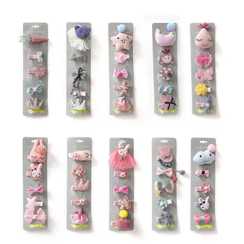 

Fashion 5pcs/Set Children's Hair Accessories New Children Cute Hairpin Set Cartoon Cloth Baby Clips Hairpin Girls Hairwear S1