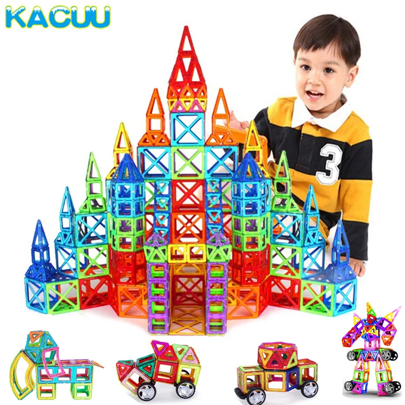 

KACUU 135PCS Big Size Magnetic Constructor Set Boys Girls Building Magnets Toy Magnetic Blocks Educational Designer For Children