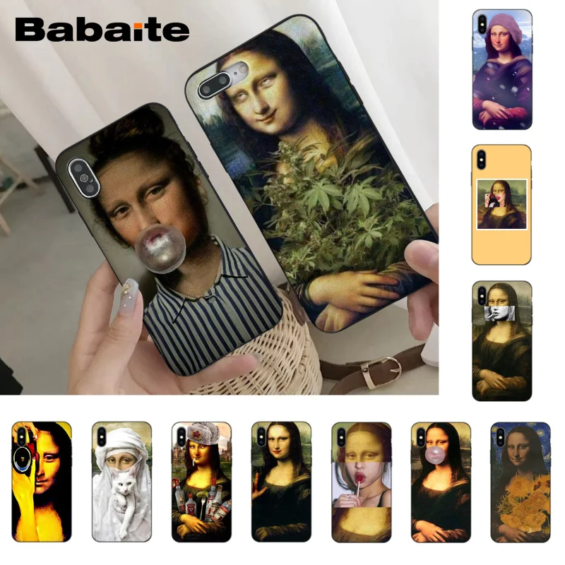 

Babaite Mona Lisa Leaf parody pattern Classic image phone Case for iPhoneX Xs Xr XsMax 6 6s plus 7 8plus11 11pro 11promax