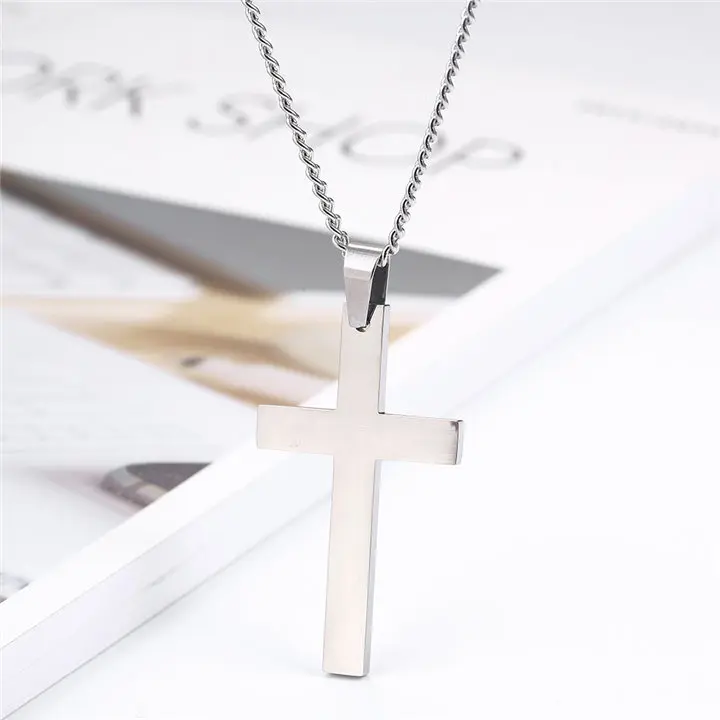 Длинные ожерелья и подвески neckless кулон в виде креста на цепочке мужские модные ювелирные изделия Серебро Золото Нержавеющая сталь ожерелья bijoux для женщин - Окраска металла: Светло-желтый, золотистый цвет