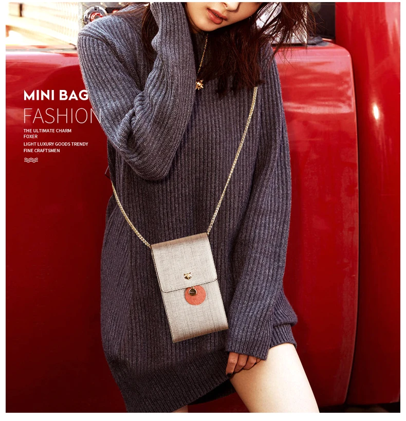 da menina de couro corrente crossbody saco sacos de celular