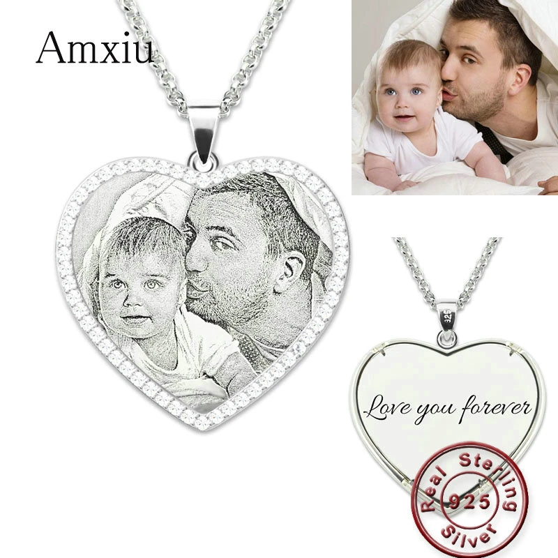 925 STERLING SILVER Heart Pendant Jewelry Gift Engraved I LOVE YOU MOM NECKLACE