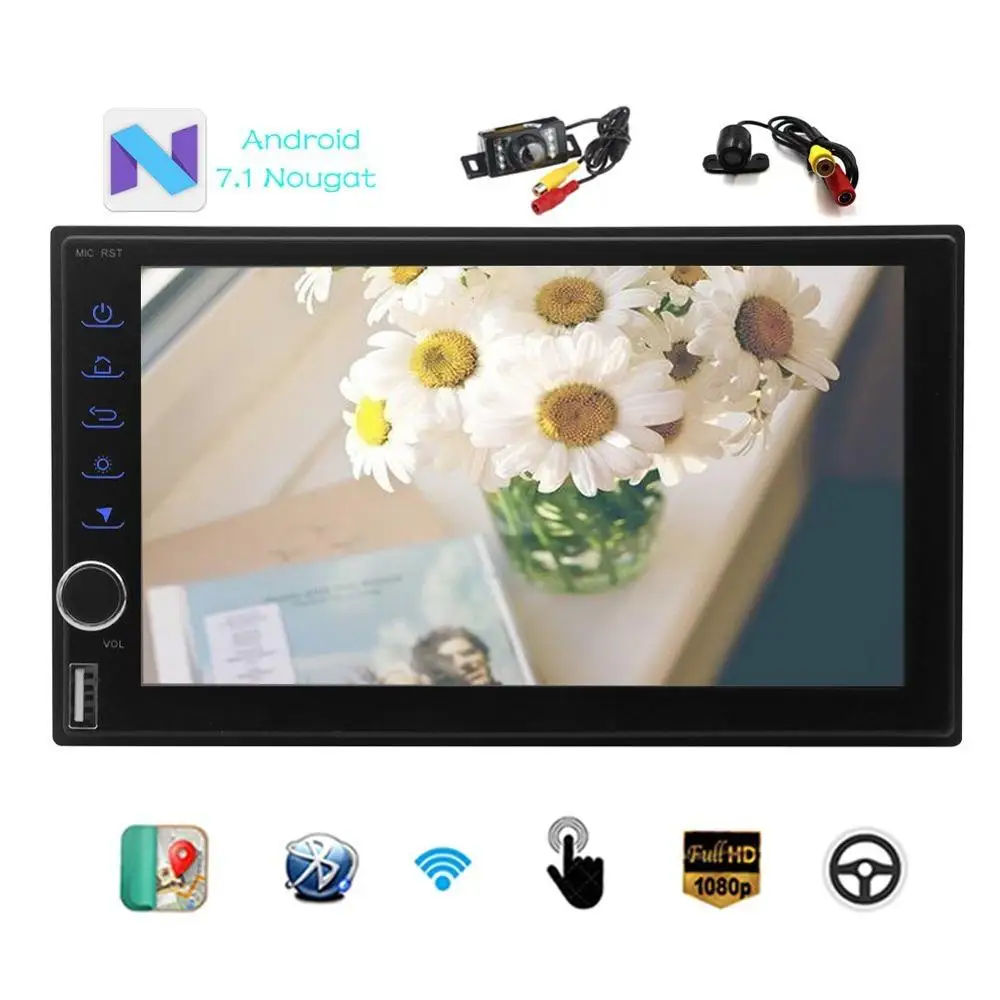

Android 7.1 2 Din Car Stereo GPS Navigation Qcta-core Autoradio Bluetooth Support Headunit Wifi/4G/3G USB/SD Free Dual Camera