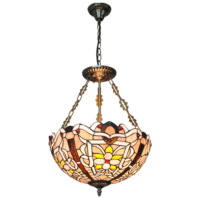 16 retro european style tiffany stained glass inverted pendant lamp