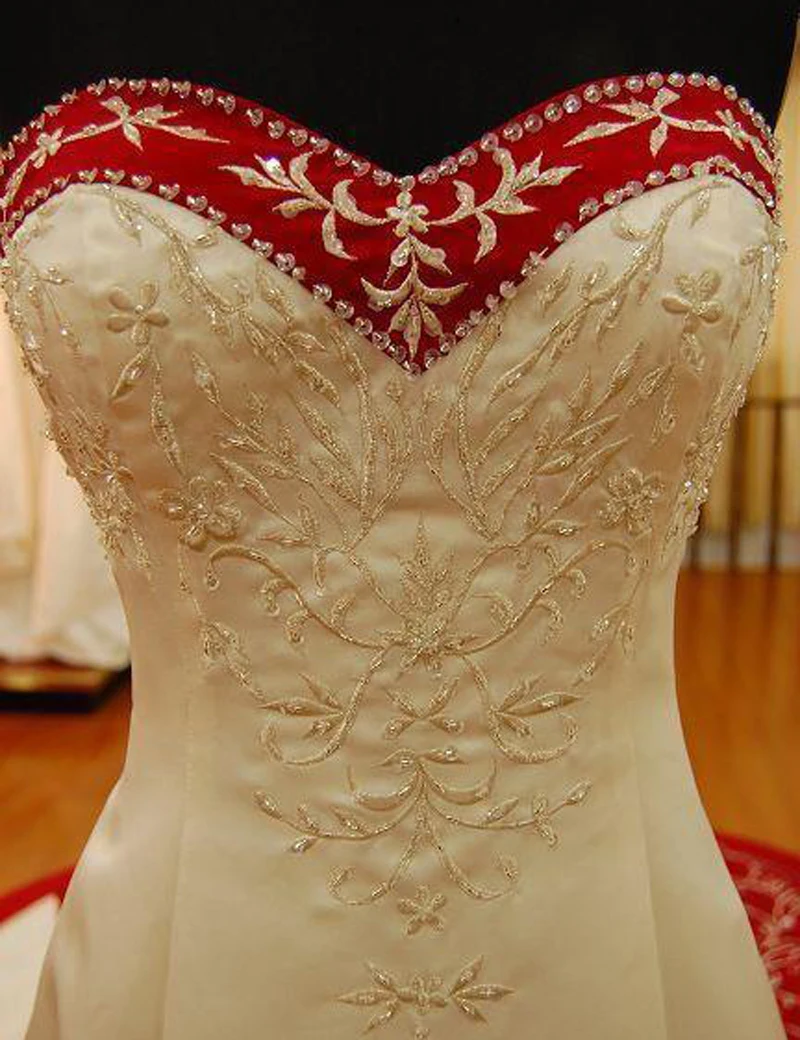20168 красное и белое вышитое платье плюс на заказ элегантное Соборное Платье милое винтажное свадебное платье платья для матери невесты