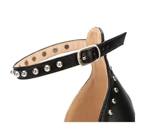 Women Leather Rivet High Heels Female Shoes Sexy Ankle Summer Shoes Peep Toe women pumps Sandal sandalia feminina D048