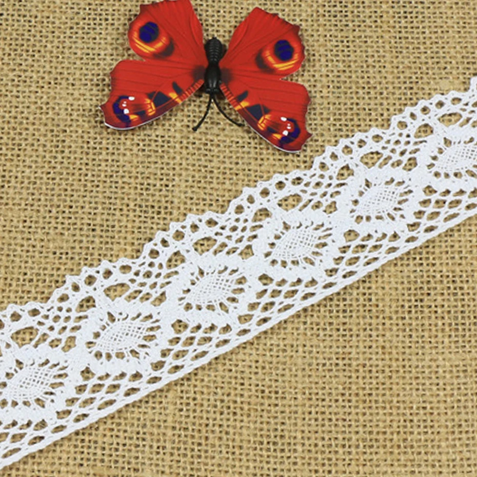 50/40/30/20/10/5 ярдов 4,3 см Ширина хлопок кружево обрезки кромки вышивка белого и бежевого цвета для Шторы Костюмы домашний текстиль вышивка ручной работы производят