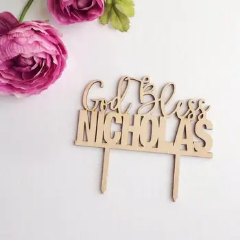 

Communion Cake Topper, Religious Cake Topper, Wood Topper.Custom God Bless Cake Topper, Baptism Cake Topper, Christening Cake To