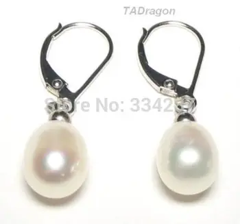 

Genuine AAA White Pearl 14K White Gold Lever Back Earrings