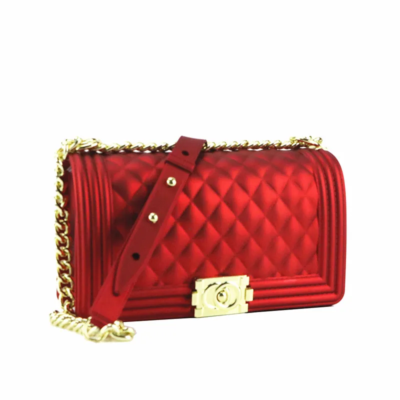 

New Fashion Girl Messenger Bag PVC Matte Jelly Chain Shouylder Bags Luxury Handbags Diamond Lattice Clutch Women Channel GG Bags