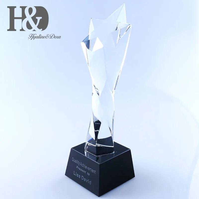 H& D Crystal Awards, хрустальный стеклянный трофей, Звездные корпоративные стеклянные трофеи, гравировка на заказ, 9,8 дюймов, Honor Gifts, украшения для дома