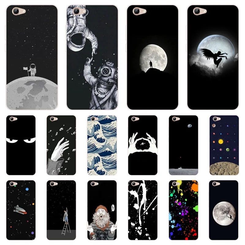 

for vivo y71 Case,Silicon Black graffiti Painting Soft TPU Back Cover for vivo y71 Protect Phone cases shell