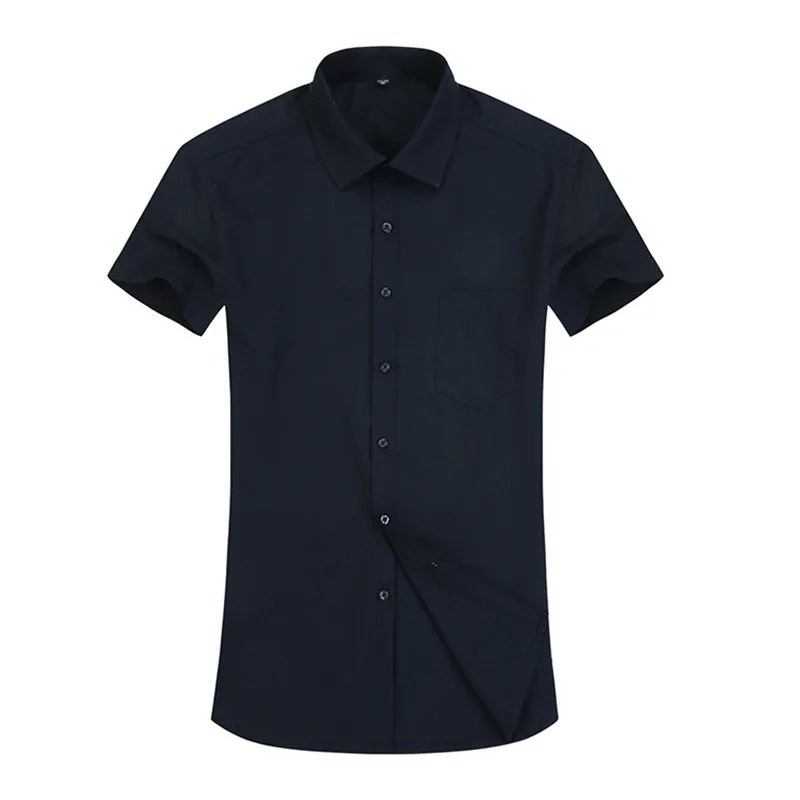 Летняя мужская деловая рубашка с коротким рукавом, Мужская профессиональная рабочая Высококачественная однотонная свободная одежда, рубашки XS-5XL M073