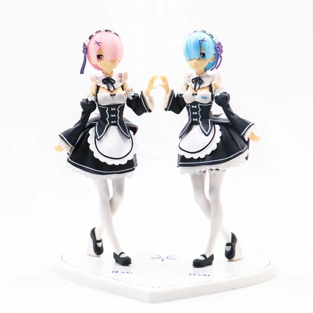 2 pcs/set Re:Life in a Different World From Zero Rem & Ram Maid Wear Subaru Natsuki PVC Action Figure Collectible Model Toy