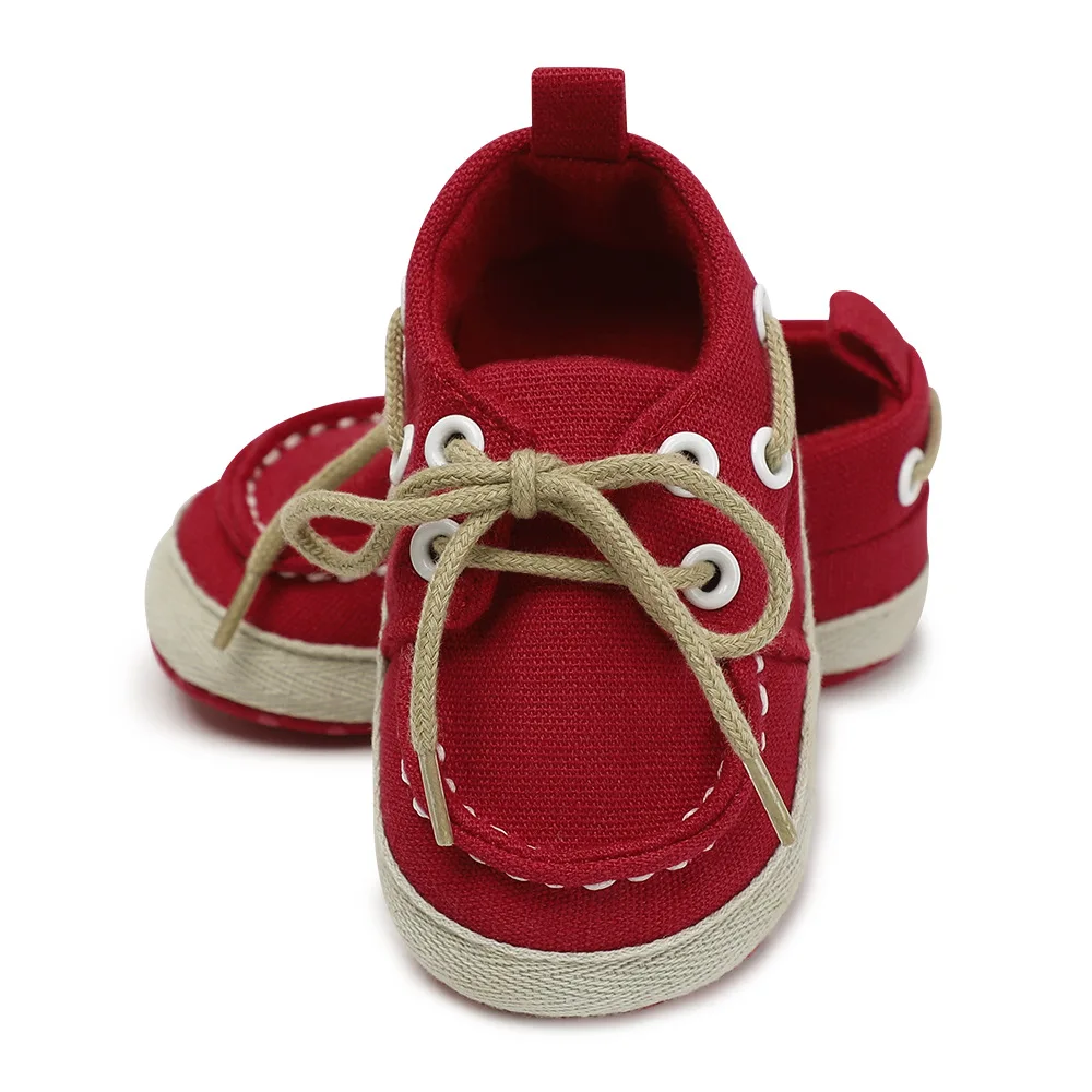 Модная детская джинсовая обувь на мягкой подошве для новорожденных мальчиков и девочек, парусиновые кроссовки на шнурках, для первых шагов, для защиты ног 0-18 месяцев