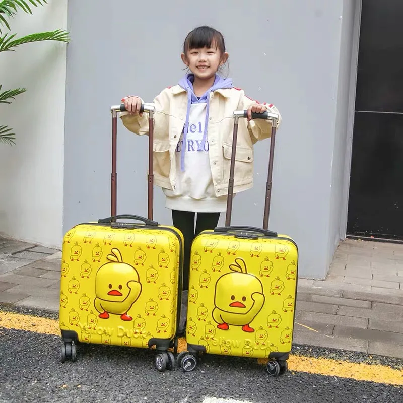 

kids anime trolley case boy school suitcase rolling luggage girl Little yellow duck trolley suitcase children luggage on wheels