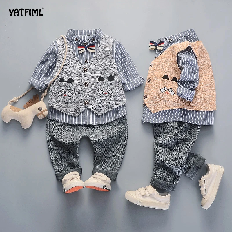 

YATFIML 3PCS Kids Plaid Wedding Blazer Suit baby Boys Formal Tuxedos School Suit Kids toddler boy Set Casual Blazer Jacket