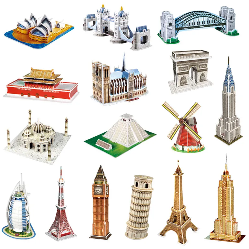 Puzzle 3D bricolage jouet voiture grand Ben Titanic Taj Mahal tour Eiffel Puzzle 3D modèles à la main Puzzle enfants jouets cadeau de noël