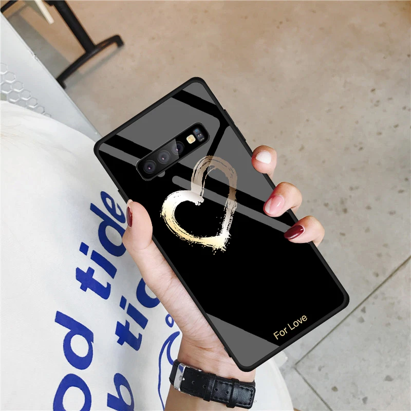 Tempered Glass Case For Samsung Galaxy S10 S9 S8 Plus S10e J4 J6 Plus A7 2018 Note 9 8 Shockproof Cover Star Space Gradient Case