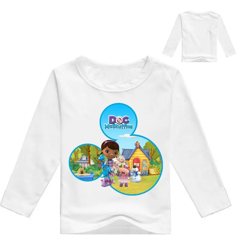 От 2 до 12 лет, коллекция года, костюм «Доктор Плюшева» футболки для девочек детские футболки с длинными рукавами для мальчиков, топы для девочек - Цвет: color at picture
