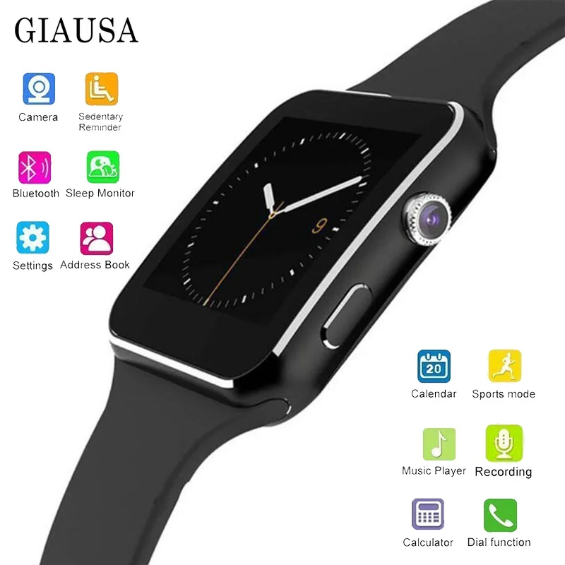 

New X6 Smart Watch with Camera Touch Screen Support SIM TF Card Bluetooth men Smartwatch for iPhone Xiaomi Huawei Android Phone