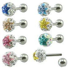 1 пара Серьги-гвоздики хрустальный шар уха шпильки Для женщин Пронзительный Серьги Нержавеющая сталь Серьги Украшения для тела Pendientes Hombre