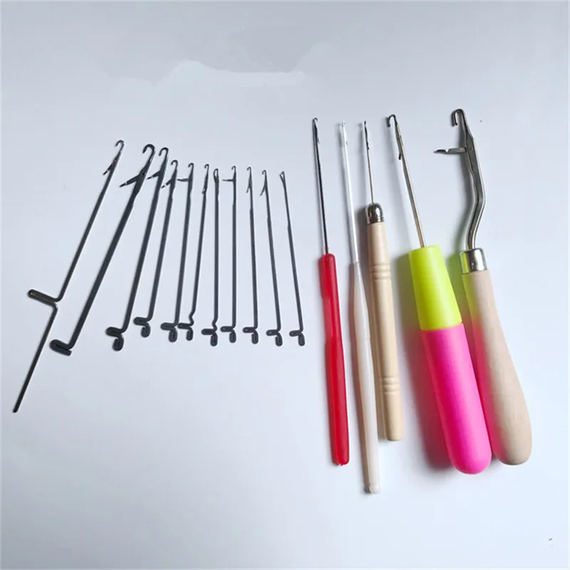 

1set Wood Plastic handle Crochet Hooks knitting needles with tongue Sewing Tools Knitting accessories