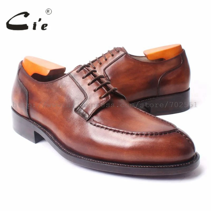 Sola Do Derby Lacing Passado Não Respirável Amplo Dedo Mais Vestido Pé Marrom Goodyear Handmade Sapato Redondo Brown Homens Cie De Couro Welted Dos D101 wCnpq5Zn