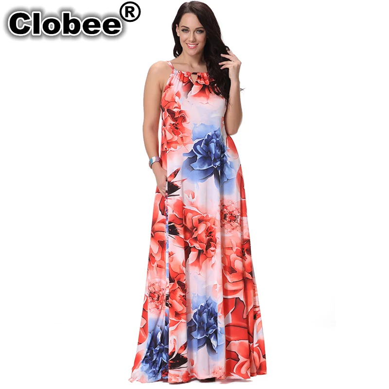 Женское платье без рукавов Clobee пляжное 6XL 7XL для лета 2019|Платья| |