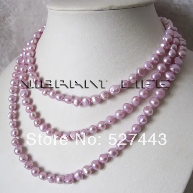 

Wholesale fast 48" 7-8mm Light Violet Baroque Freshwater Pearl Necklace Jewelry NEW