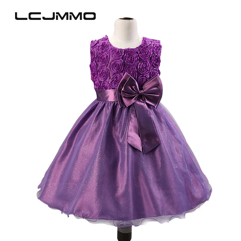 

lemegomo Spring summer Girls Ball Gown Dresses Kids Bow Sashes princess Dress Children Party Birthday Wedding Clothes for Girls