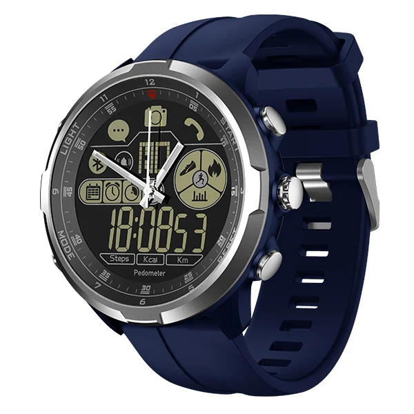 IP67/50 м Водонепроницаемость ZEBLAZE VIBE 4 гибридный прочный умные часы 1,24 дюйма FSTN и механические руки сапфир Стекло Смарт-часы Для мужчин - Цвет: Blue