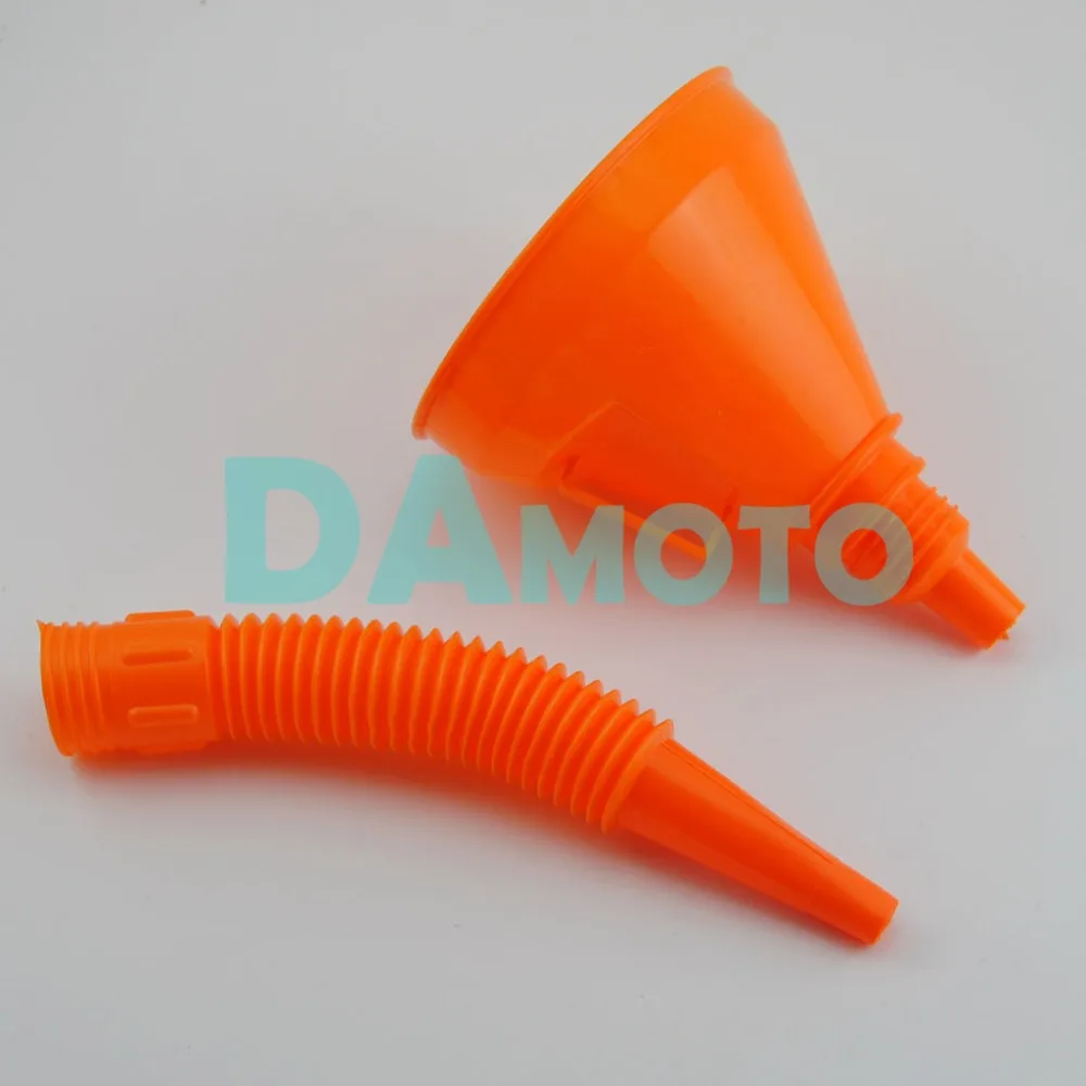 Orange Plastic Flexible Funnel With Mesh Screen for Water Oil Fuel