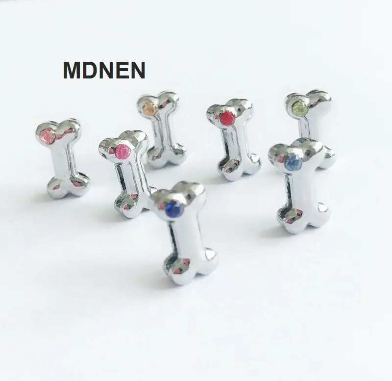 Free Shipping, 20PCS 8MM One Rhinestone Dog Bone Slide Charms Letters