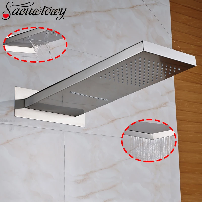 Wall Mount Brushed Nickel Oil Rubbed Bronze 55*23 cm Waterfall Rainfall Shower Head Top Over