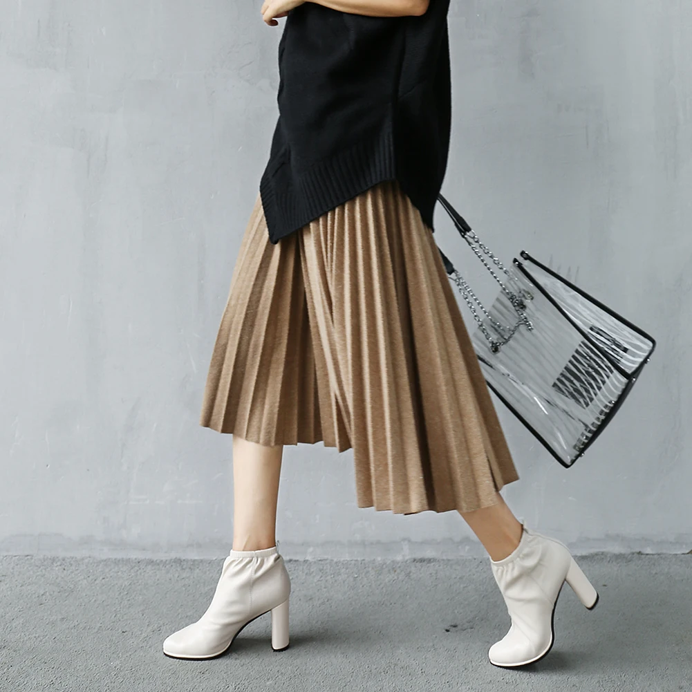 

Lapolaka 2018 Wholesale High Heels Natural Cow Genuine Leather Elastic Band Boots Women Shoes Elegant Shoes Ankle Boots