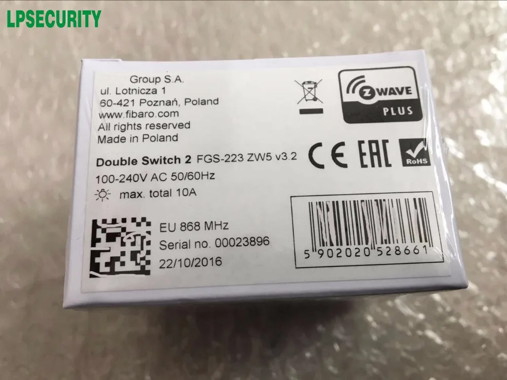 Домашняя Автоматизация Z wave PLUS 868 4 МГц Fibaro двойной переключатель 2 реле FGS 223 Gen 5|z-wave