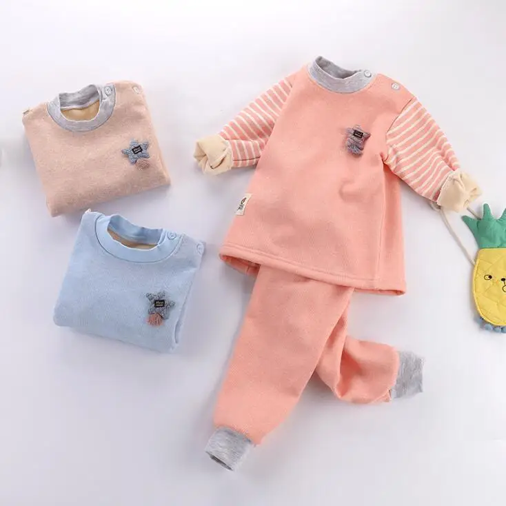 Новые пижамы для девочек, детская одежда для сна, комплект одежды для детей, детские пижамы с длинными рукавами, домашняя теплая утепленная